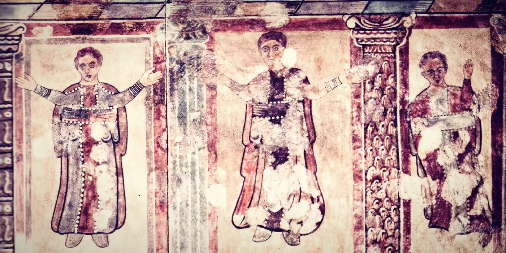 Απεικόνιση στοιχείων από την Πρώιμη Χριστιανική Τέχνη σε τοιχογραφία του 4ου αιώνα.