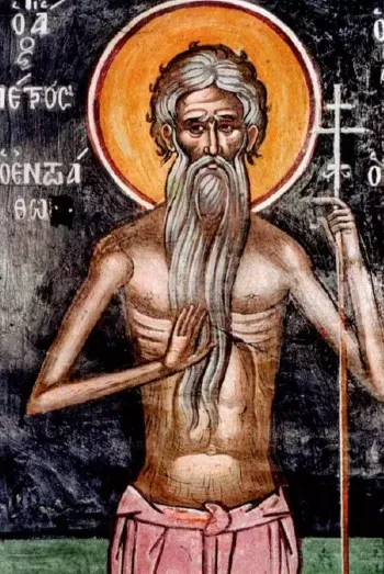 Άγιος Πέτρος ο Αθωνίτης: Τοιχογραφία στη Μονή Δοχειαρίου.