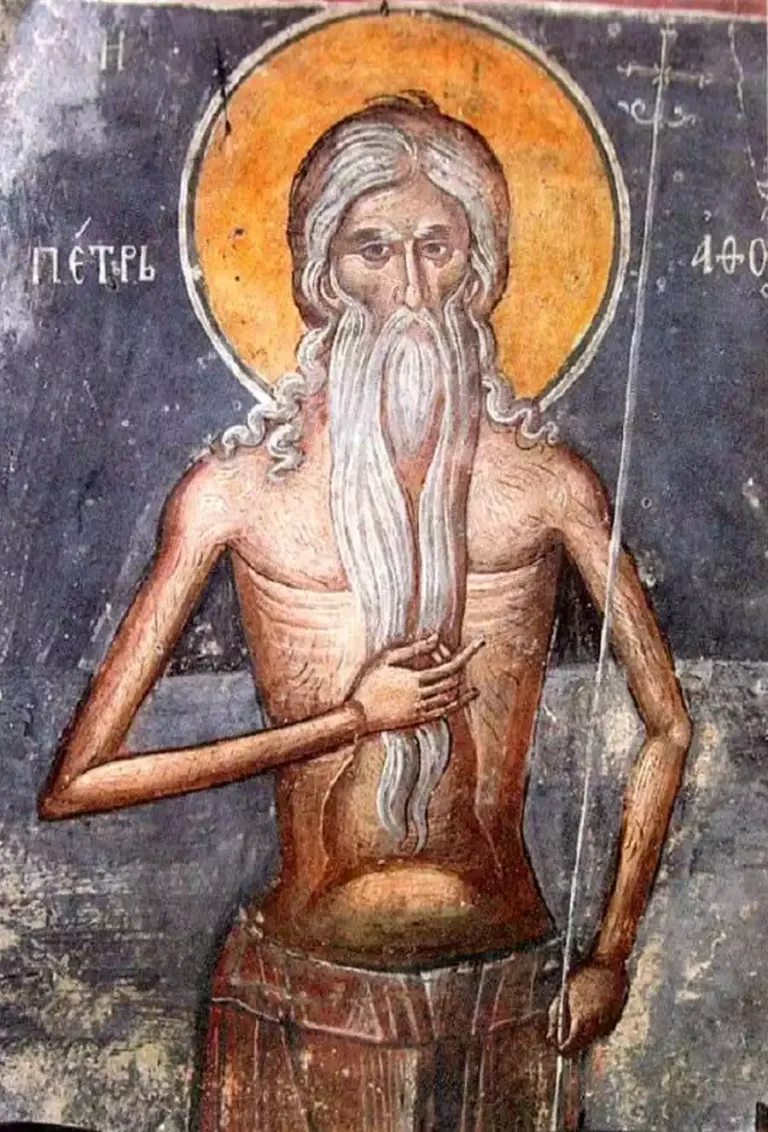Άγιος Πέτρος ο Αθωνίτης: Τοιχογραφία στη Μολυβδοκκλησιά. 