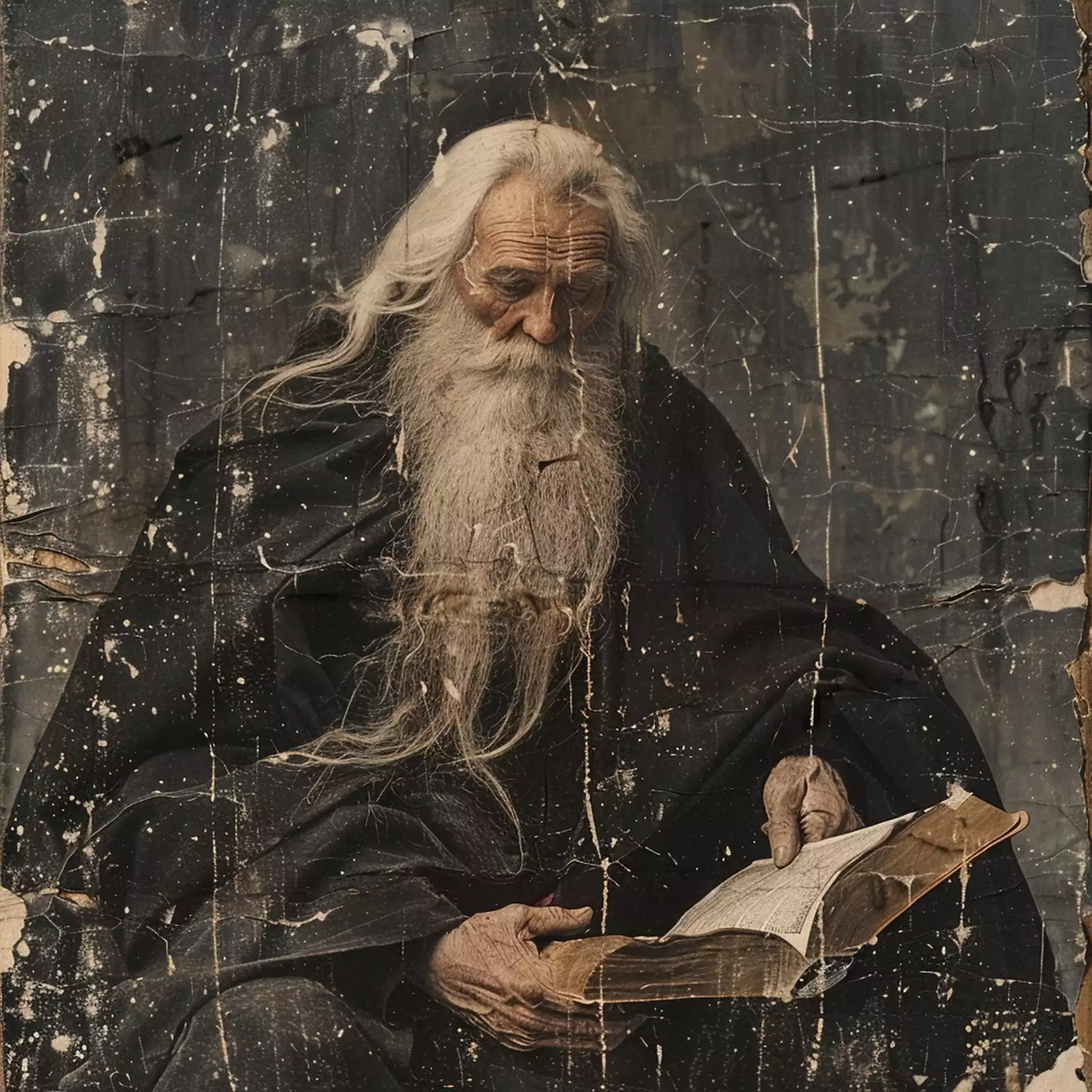 Πατριάρχης Ιωάσαφ Β': Το φως αντανακλά τη Βίβλο στα χέρια του.