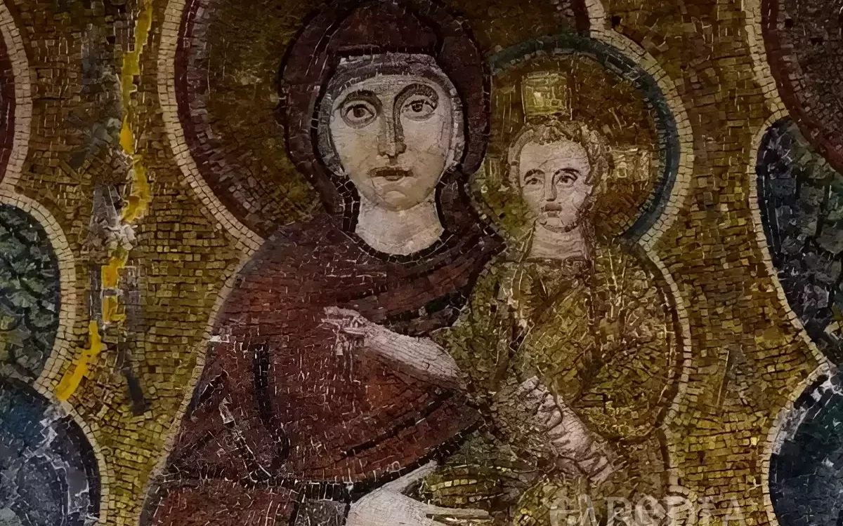 Panagia Angeloktisti Mosaic Showing Detailed Byzantine Craftsmanship In Gold And Vibrant Colors
