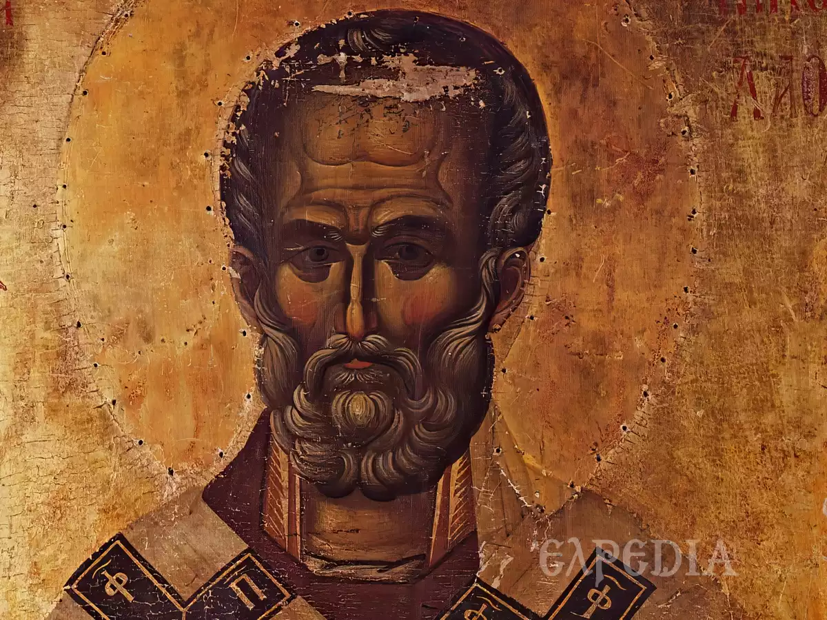 Η Εικόνα Του Αγίου Νικολάου Στο Χιλανδάρι 8 Λεπτομέρεια Προσώπου Στην Εικόνα Αγίου Νικολάου Χιλανδαρίου, Βυζαντινή Τεχνική
