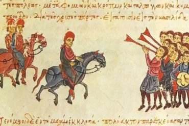 Η Δολοφονία Του Νικηφόρου Φωκά (969 Μ.χ.) 18 Βυζαντινή Μικρογραφία Που Απεικονίζει Τη Στιγμή Της Εισόδου Του Νικηφόρου Φωκά Στην Πόλη Πριν Τη Στέψη Του