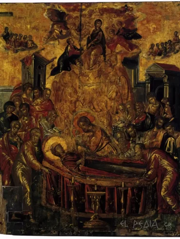Κοίμηση Της Θεοτόκου Ελ Γκρέκο, Φορητή Εικόνα Με Χρυσό Φόντο Και Αποστόλους