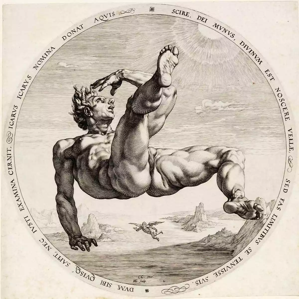 The Legend Of Icarus Comes To Life Through The Engraved Detail Of Goltzius.