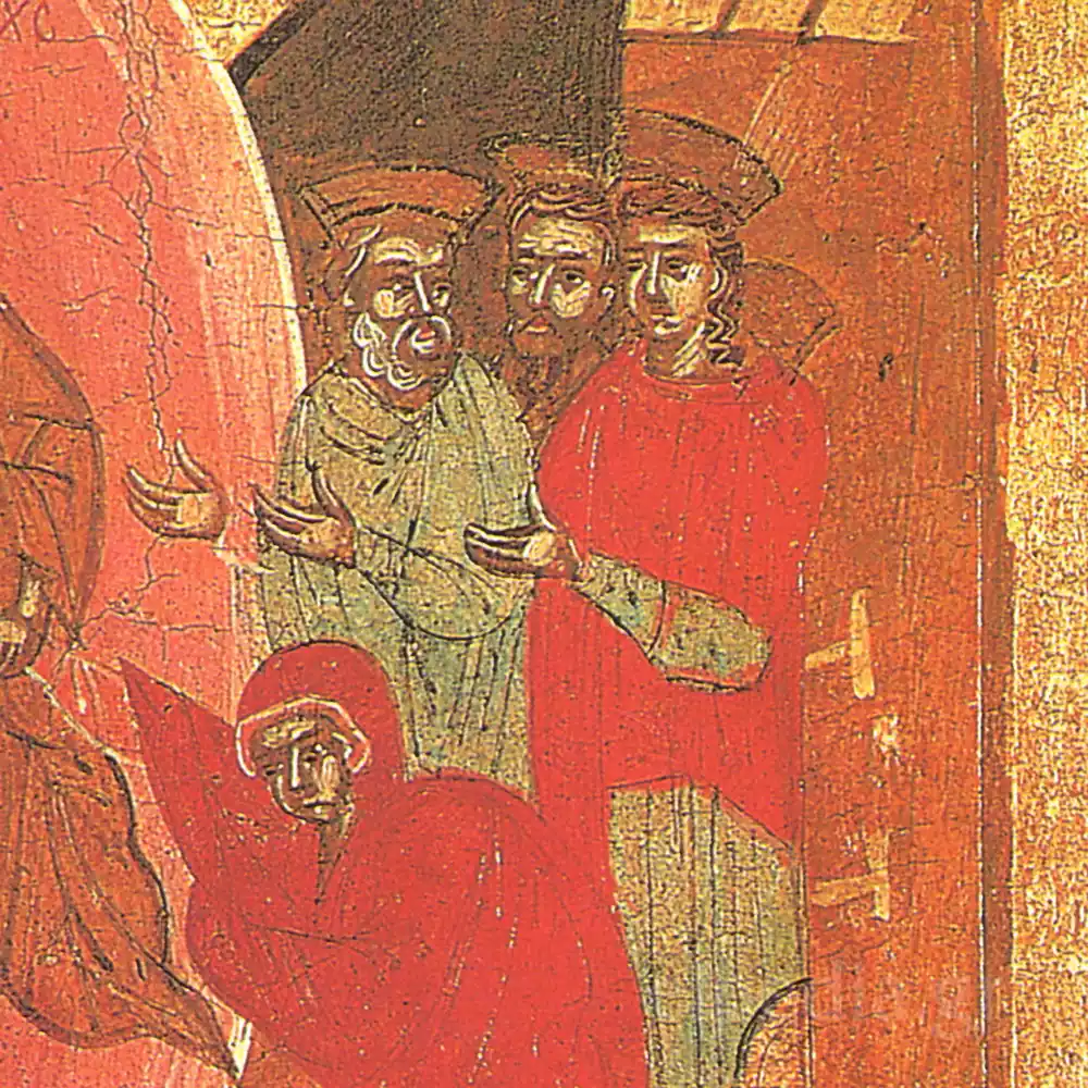 Un Groupe De Saints Et Prophètes De L'Ancien Testament À Gauche Sur L'Icône De La Descente Aux Enfers.