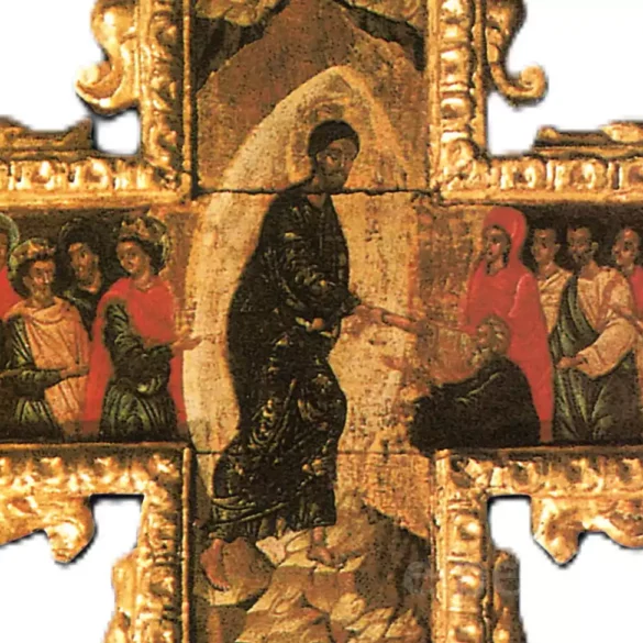 Figuras De Santos, Probablemente Evangelistas, Representadas En Los Brazos Horizontales De La Cruz Véneto-Cretense.