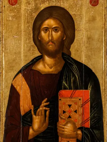 Christ Pantokrator By Angelos Akotantos In Traditional Blessing Pose.