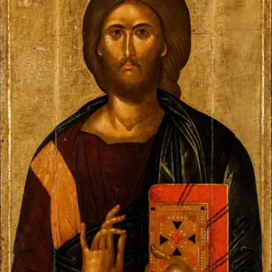 Christ Pantokrator By Angelos Akotantos In Traditional Blessing Pose.