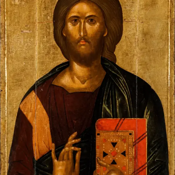 Christ Pantokrator By Angelos Akotantos In Traditional Blessing Pose.