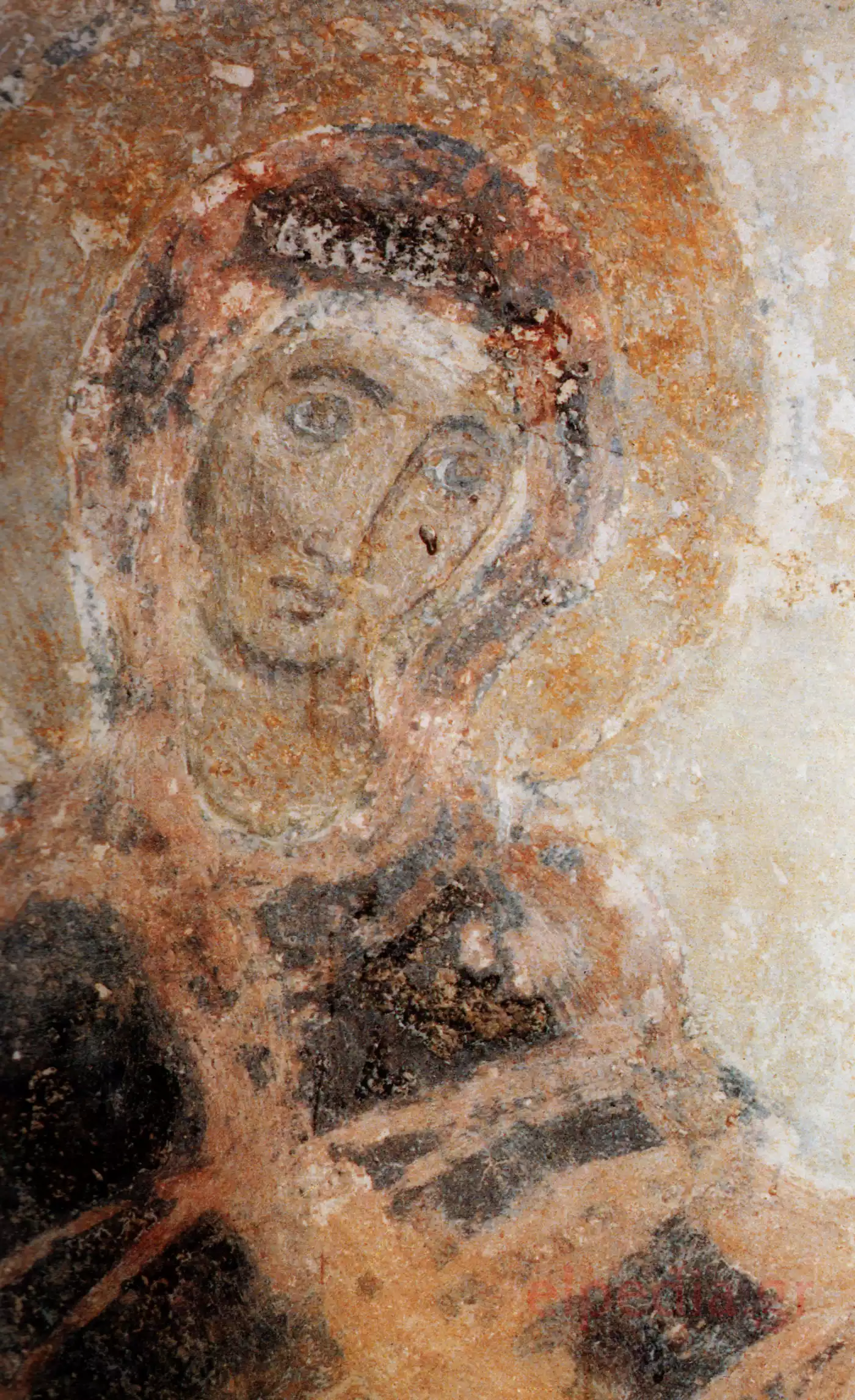 拜占庭圣母玛利亚的图像，展示了传统的光环，来自德西斯的教堂