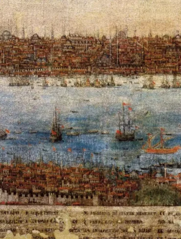 Une Peinture Du 16Ème Siècle Représentant La Ville De Constantinople Et Sa Voie Navigable.