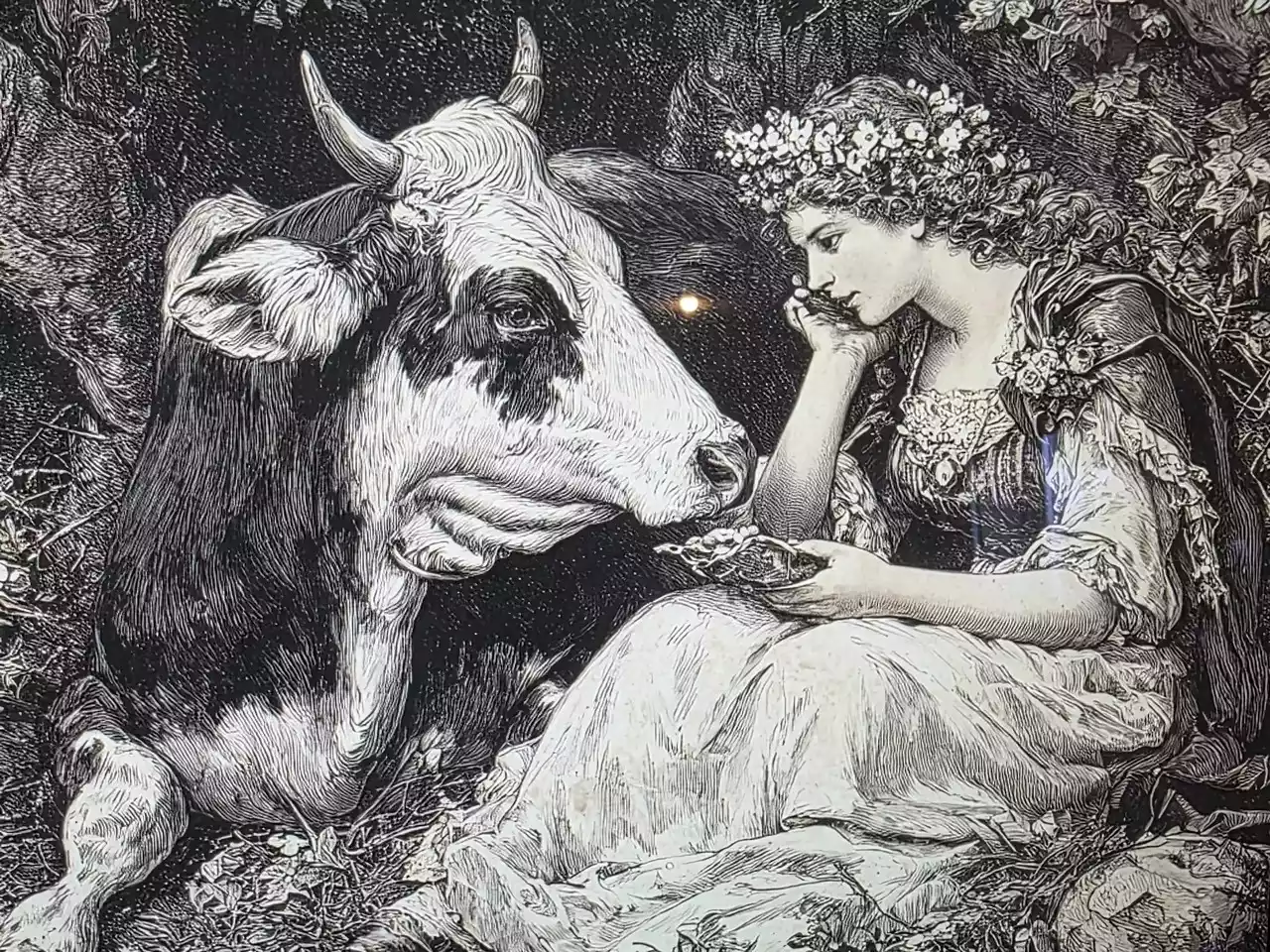 La Sacerdotisa Ío En El Instante En Que Es Transformada En Vaca, Una Famosa Escena De La Mitología Griega.