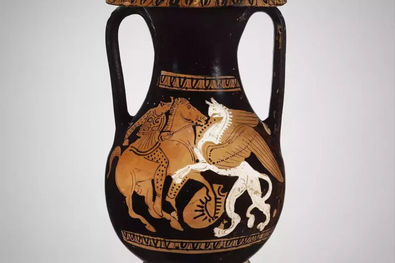 Ancient Depiction Of The Griffin, The Mythical Creature With A Lion'S Body, Wings, And An Eagle'S Head.