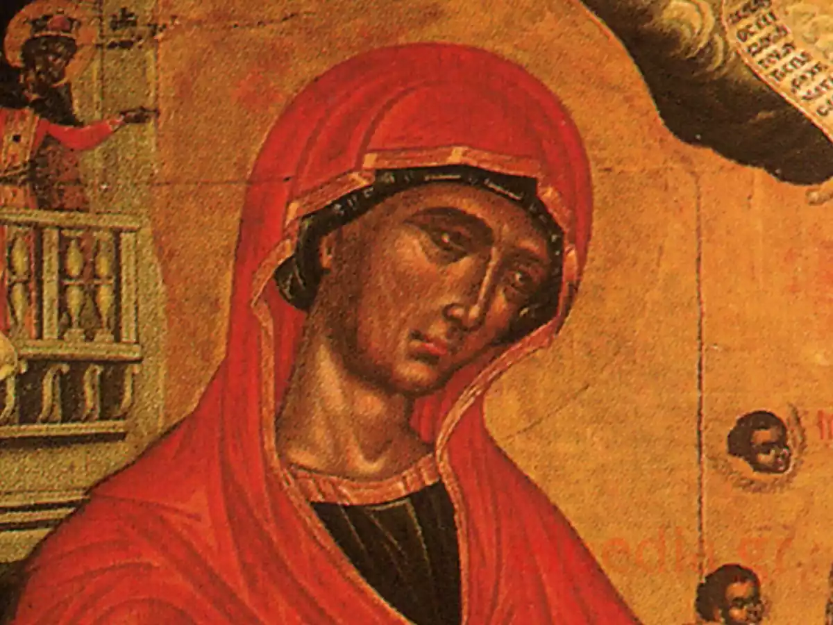 Света Анна С Червено Покривало И Израз На Майчинска Мъдрост И Духовност