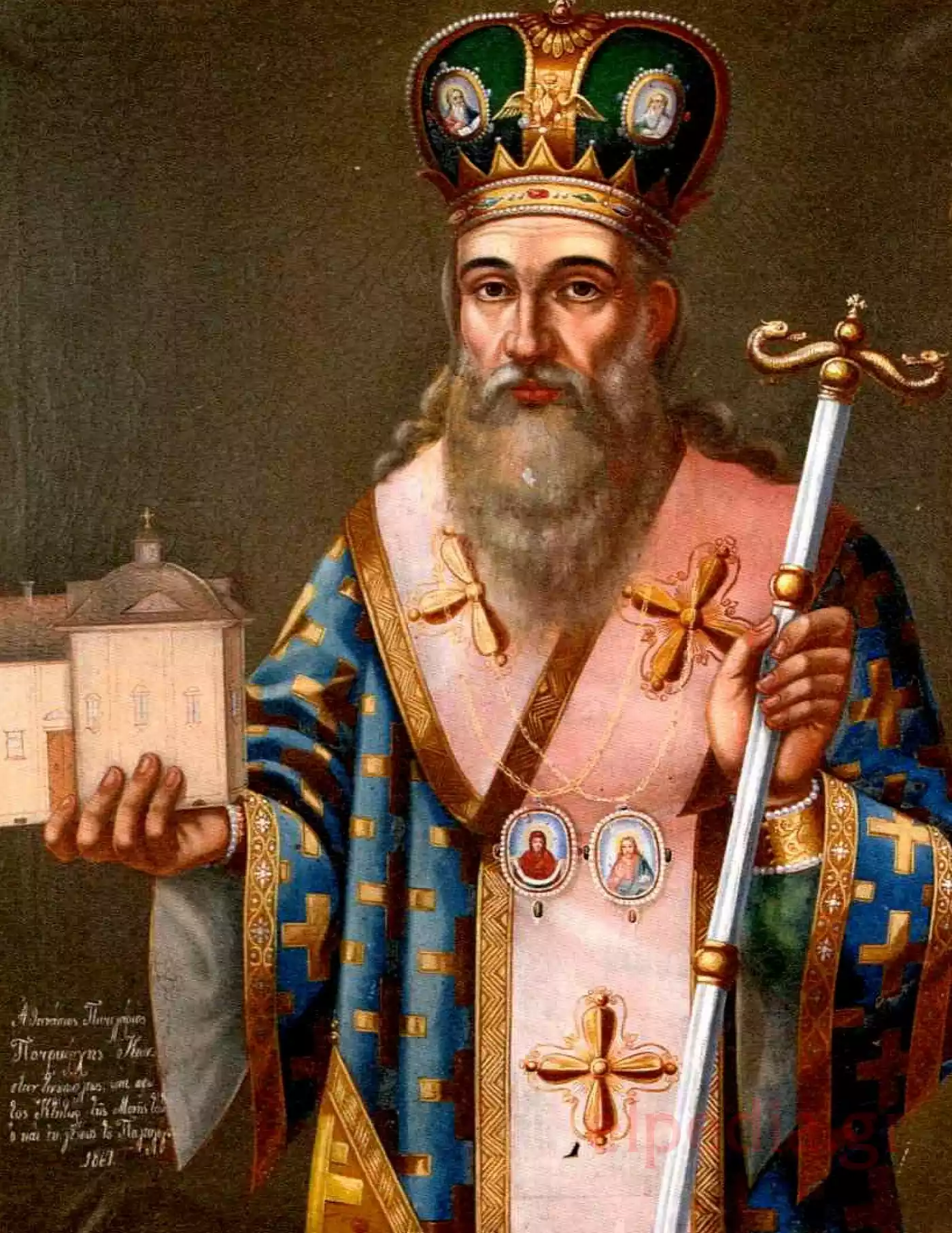 Saint Athanasios Iii Patellaros In An Oil Painting From 1867 By The Vatopedi Monastery.