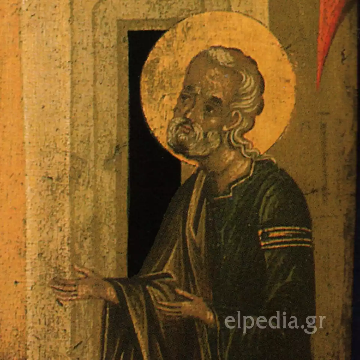 Saint Joachim With A Golden Halo In The Iconography Of The Birth Of The Virgin In Byzantine Style From The 16Th Century