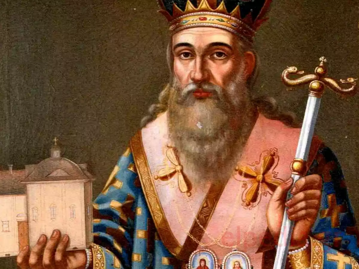 The Stern And Wise Gaze Of Saint Athanasios Iii, As Depicted In The 19Th-Century Oil Painting.