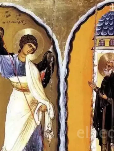 Saint Archippus En Prière Devant Le Temple, Dans L'Icône Byzantine « Le Miracle À Chonae ».