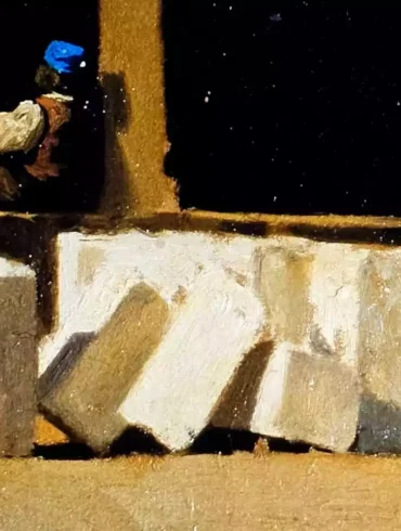 Giuseppe Abbati: Η Αυλή Της Σάντα Κρότσε (The Cloister Of Santa Croce) 33 Λεπτομέρεια: Η Μοναχική Φιγούρα Με Το Μπλε Σκουφί Στη Σκιά, Έργο Του Giuseppe Abbati