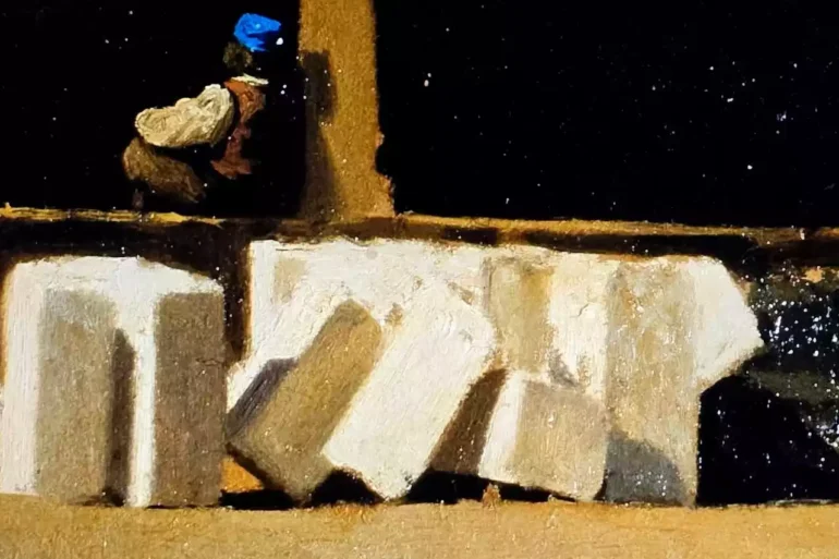 Detail: The Solitary Figure In The Blue Cap In The Shadows, A Work By Giuseppe Abbati