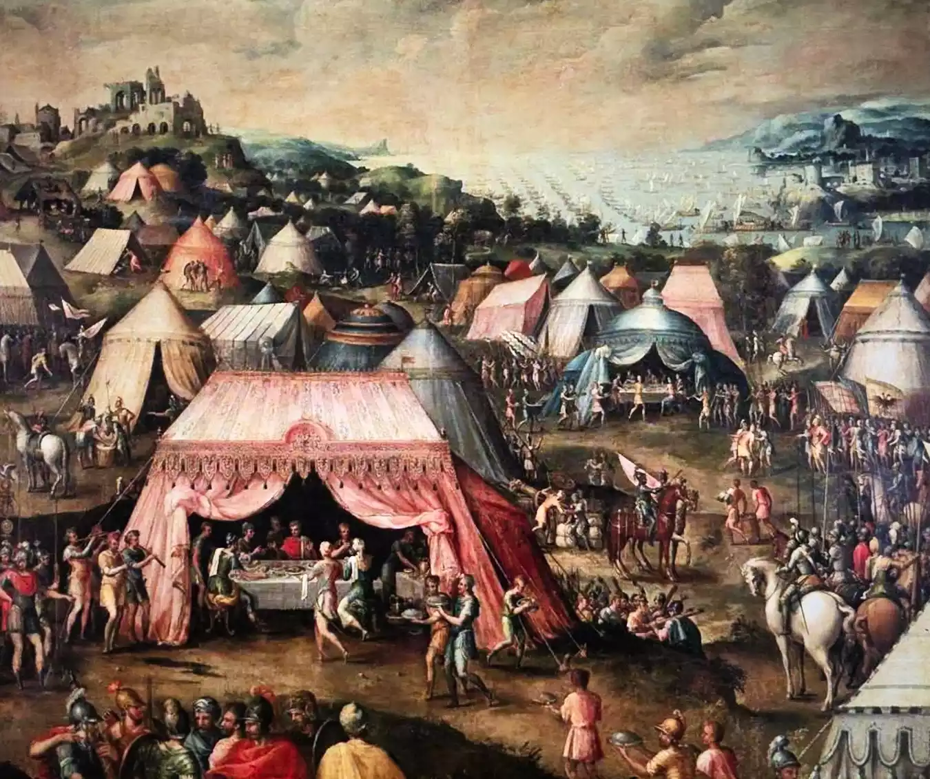 查理五世与突尼斯贝伊的会晤，Niccolò Dell'Abate的全景画作