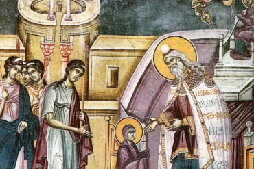 Η Είσοδος Της Θεοτόκου Στον Ναό, Παλαιολόγεια Τοιχογραφία Στη Μονή Στουντένιτσας
