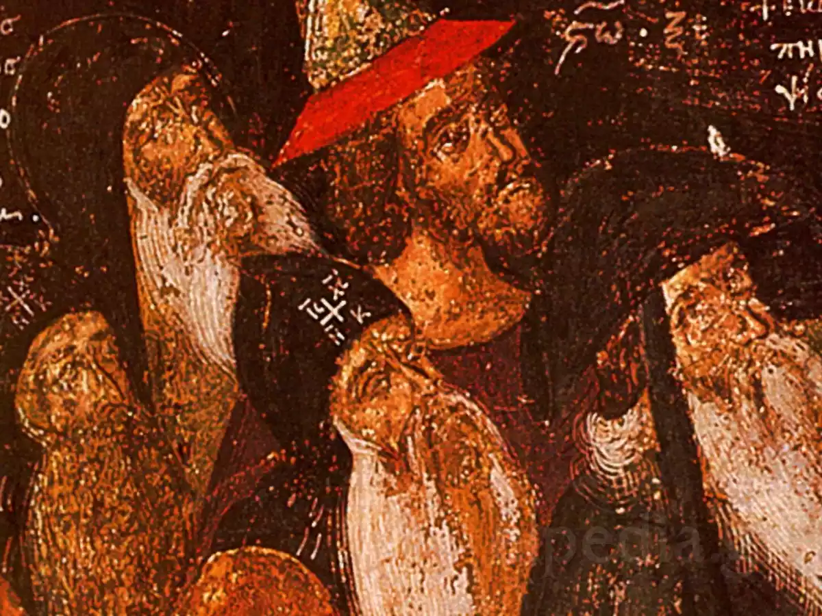 Οι Κεκοιμημένοι Φιλανθρωπηνοί 15 Λεπτομέρεια Προσώπων Από Τους Κεκοιμημένους Φιλανθρωπηνούς Στην Τοιχογραφία Της Μονής.