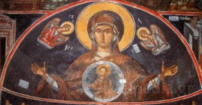 Η Πλατυτέρα Των Ουρανών, Η Κεντρική Τοιχογραφία Στη Μονή Φιλανθρωπηνών Με Έντονη Εκφραστικότητα.