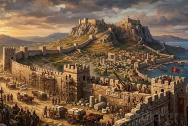 Ερείπια Από Τα Αρχαία Τείχη Της Κορίνθου Που Ανοικοδομήθηκαν Από Τον Ιουστινιανό Τον 6Ο Αιώνα.