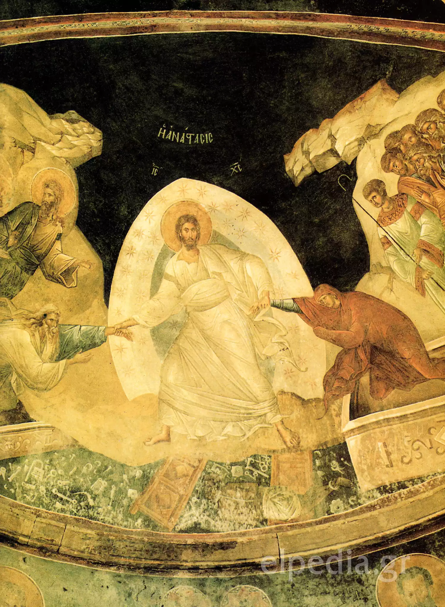 The Descent Into Hades: Monumental Wall Painting Of The Chora 5 Overall View Of The Descent Into Hades, A Wall Painting Of Monumental Scale In The Kariye Camii.