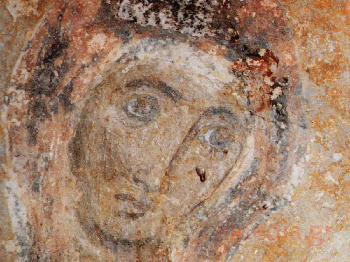The Fresco Of The Panagia Drosiani In Naxos 8 Fresco Of The Panagia Drosiani - Detail - Face