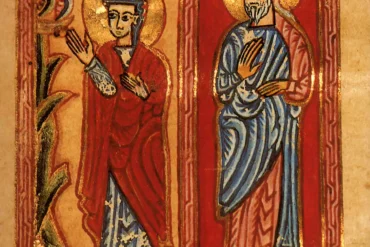 Full Composition Of The Annunciation To Anna, Two Figures On A Gold Ground, Armenian Hymnal 1591