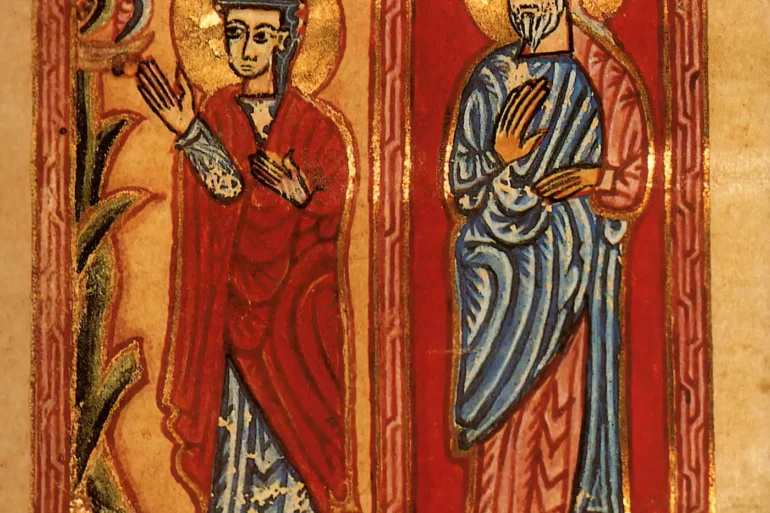 The Annunciation To Anna: An Armenian Hymnal Of 1591 15 Full Composition Of The Annunciation To Anna, Two Figures On A Gold Ground, Armenian Hymnal 1591