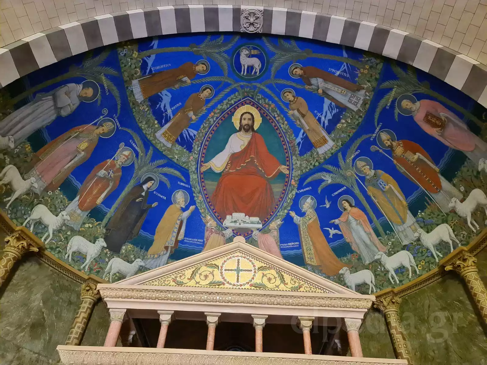 The Mosaic Of Nice In The Panagia Of The Harbours 7 Central Composition Of The Mosaic Of Nice With The Enthroned Christ And The Saints