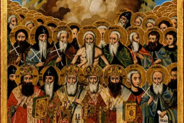 All Saints Of Mount Athos Icon From Vatopedi With Theotokos And Athonite Saints