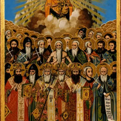 All Saints Of Mount Athos Icon From Vatopedi With Theotokos And Athonite Saints