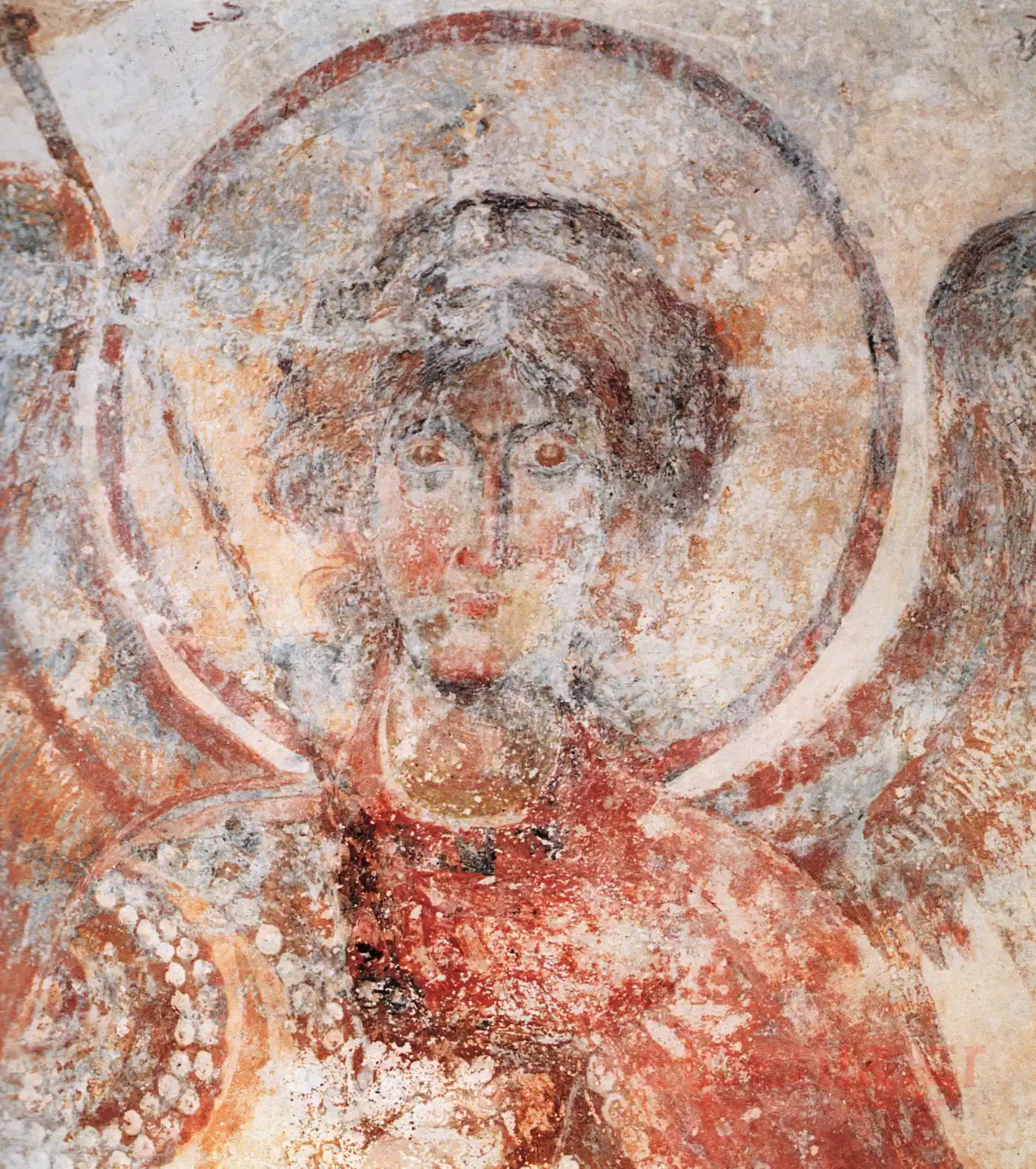 L'Arcangelo Di Drosiani: Affresco Bizantino 8 L'Arcangelo Di Drosiani In Affresco Bizantino, Con Ali E Chitone Rosso.