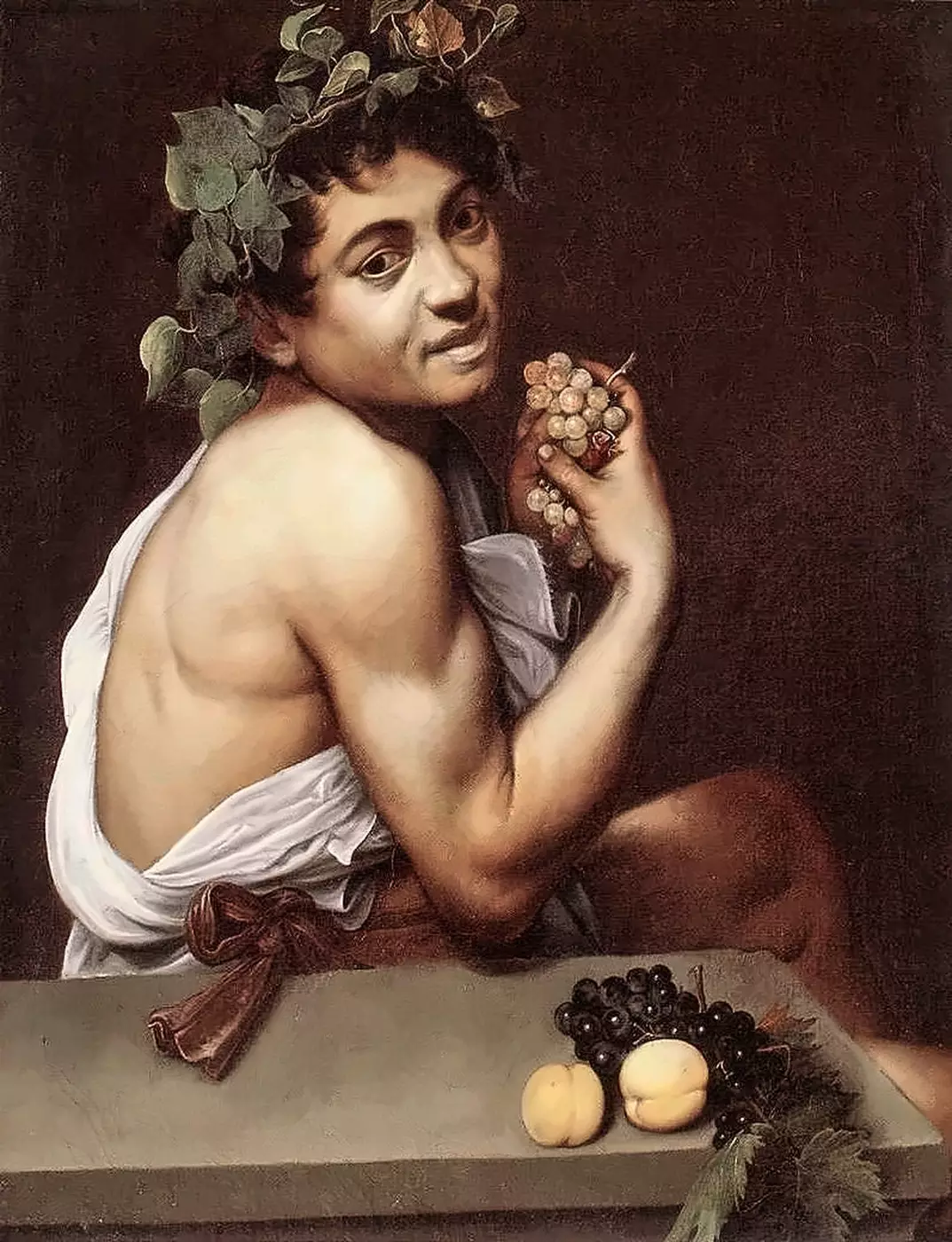 Caravaggio: El Baco Enfermo 7 El Baco Enfermo De Caravaggio Sostiene Uvas Con Piel Pálida