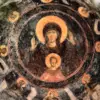 Byzantine Fresco Of The Theotokos In Mystras With Christ And Surrounding Prophets