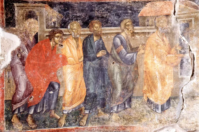 L'Affresco Della Comunione Degli Apostoli A Valsamonero In Colori Intensi