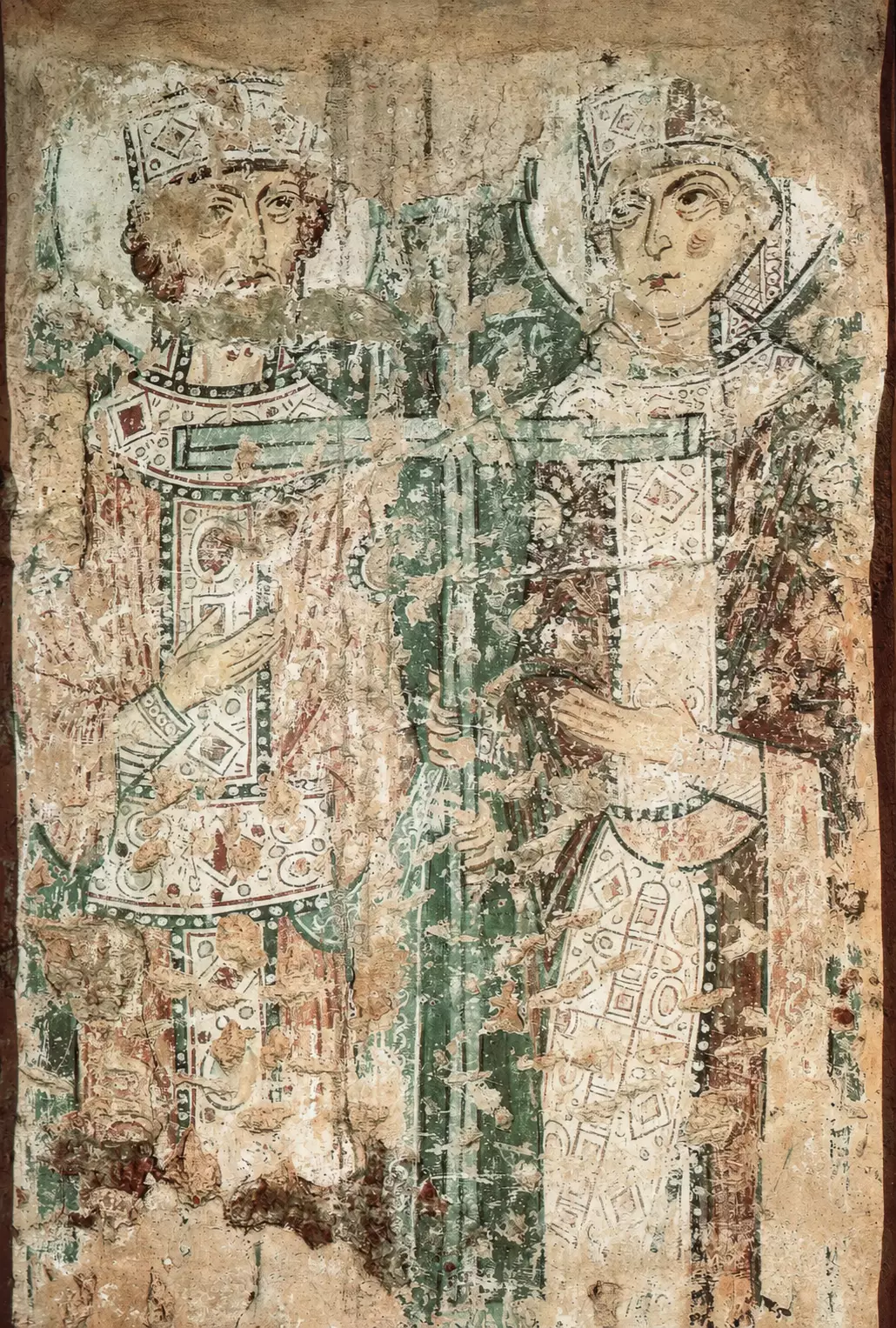 Constantine And Helena Fresco In Novgorod With Both Imperial Saints Holding The Cross