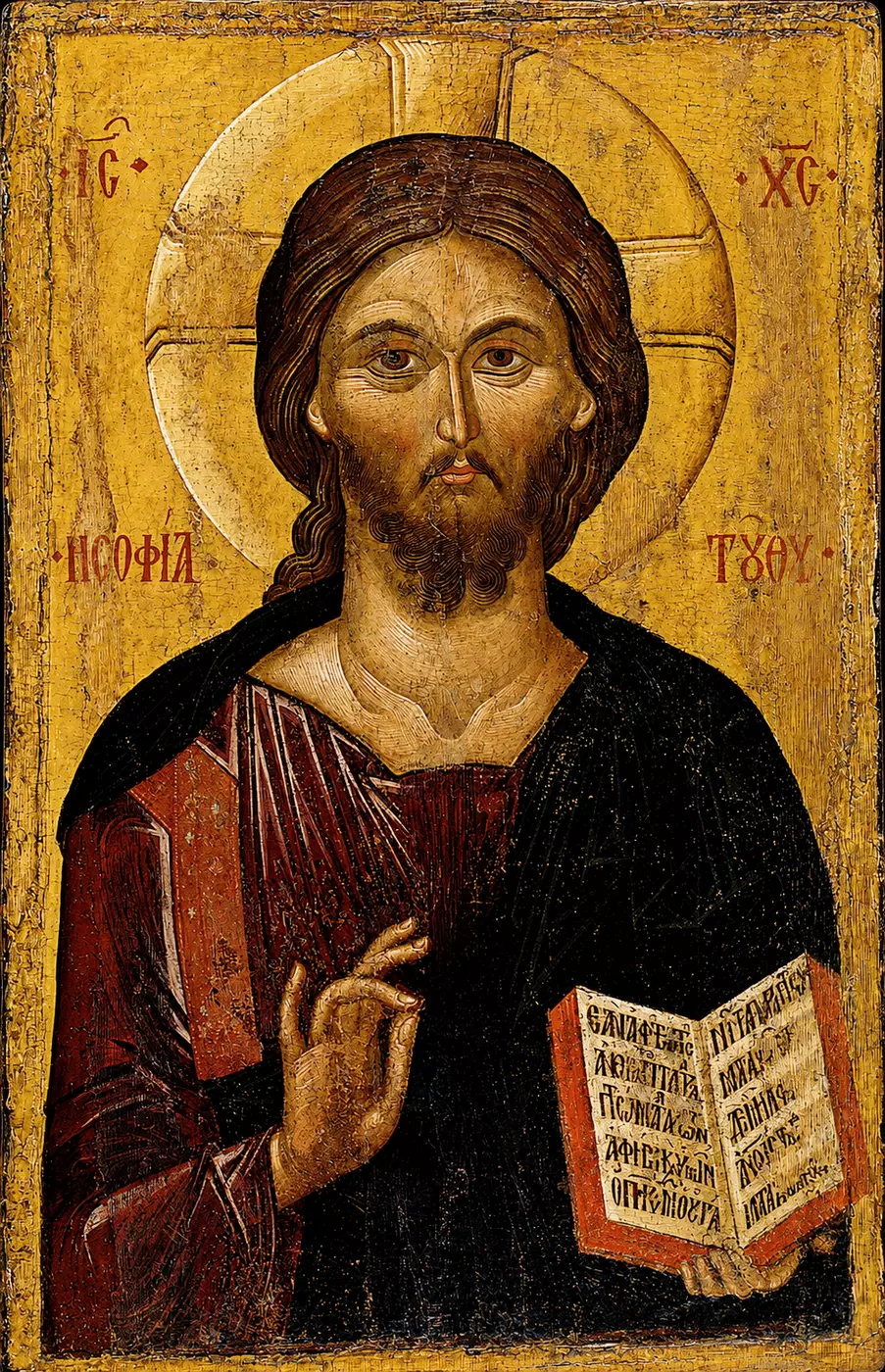 Cristo Sapienza Di Dio: Icona Bizantina 8 L'Icona Di Cristo La Sapienza Di Dio, Icona Bizantina Del Xiv Secolo A Salonicco