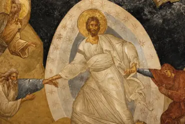 Detail Of The Descent Into Hades Fresco Featuring Christ Pulling Eve From A Tomb.