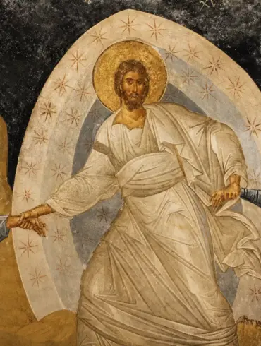 Detail Of The Descent Into Hades Fresco Featuring Christ Pulling Eve From A Tomb.