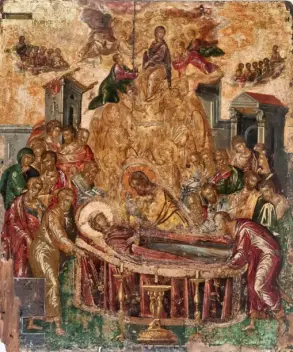El Greco Dormition Of The Virgin Icon With Apostles, Angels, And Gold Ground