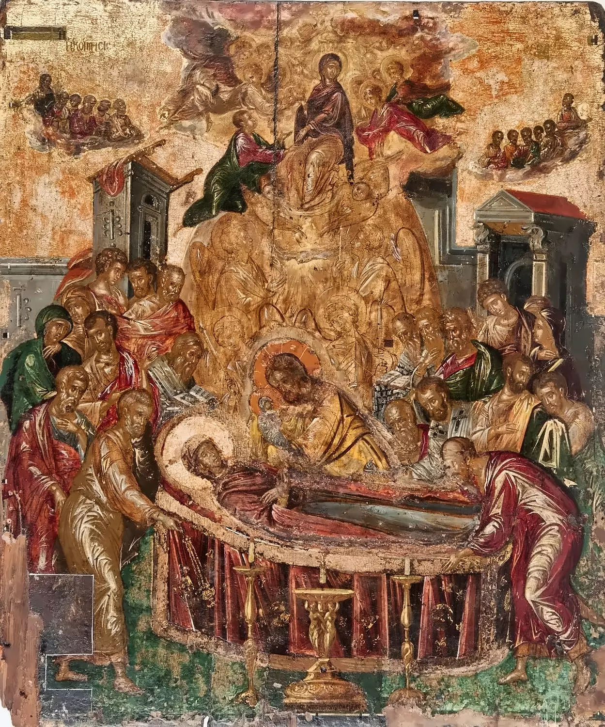 El Greco Dormition Of The Virgin Icon With Apostles, Angels, And Gold Ground