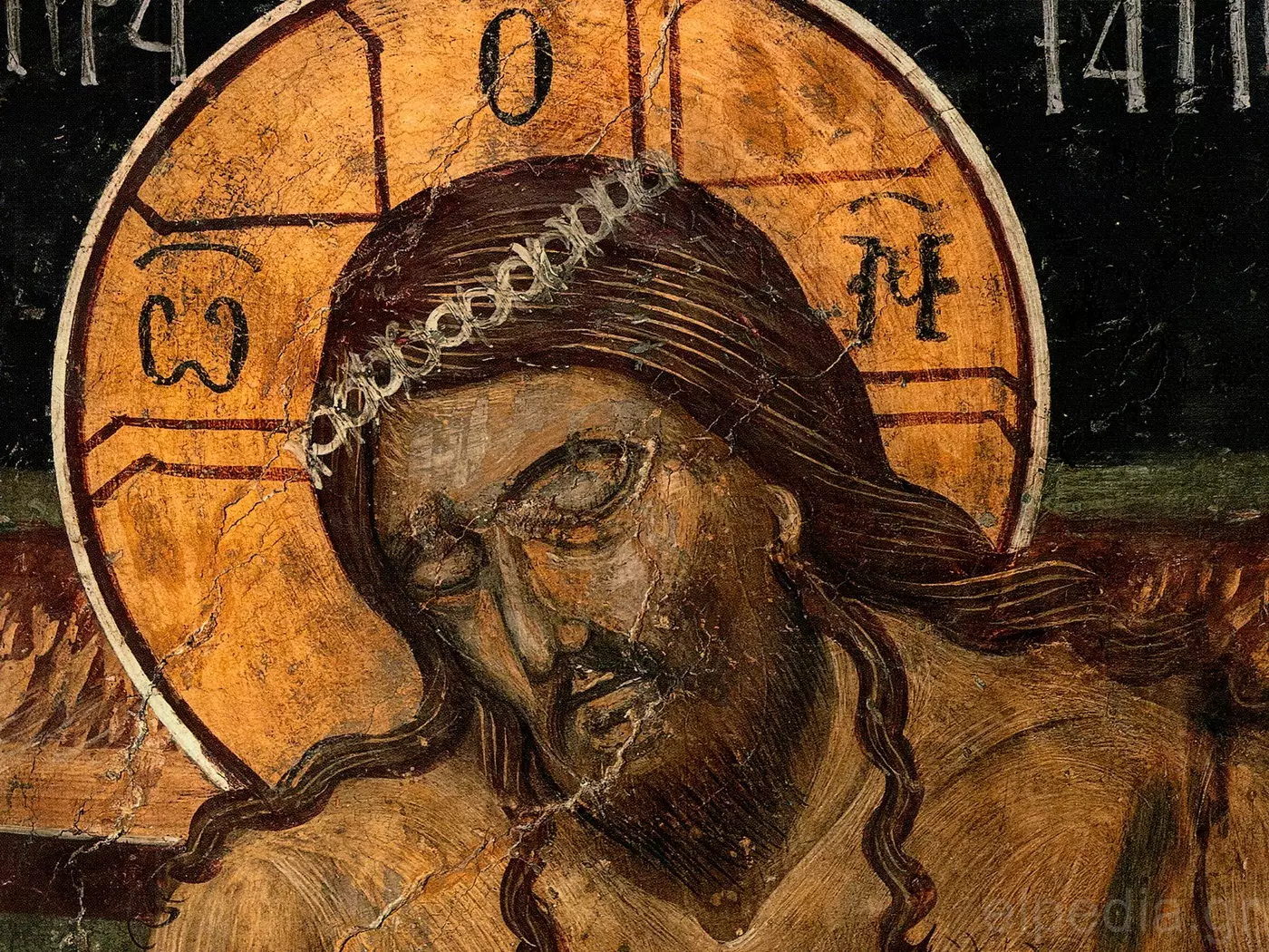 The Extreme Humility By Georgios Moschos (1620) 9 Face Detail In The Extreme Humility, Post-Byzantine Art Fresco At Chrysapha