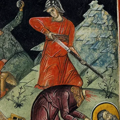 Executioner With Sword In The Scene Of The Martyrdom Of Saint Charalambos, Post-Byzantine Fresco