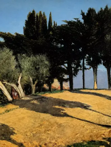 Country Road With Cypresses By Giuseppe Abbati, With Sunlit Earth And Dark Trees